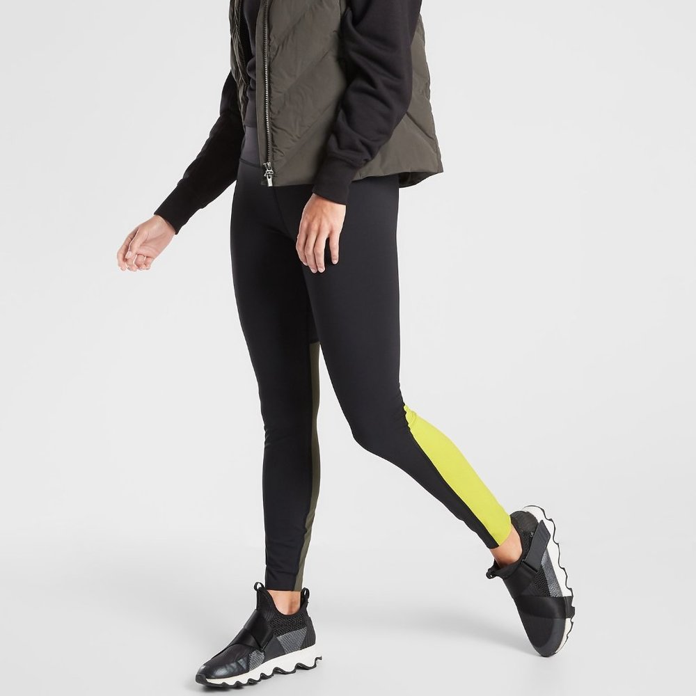 Athleta Asym Colorblock Tight in Plush Supersonic XS